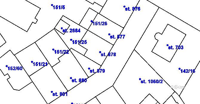 Parcela st. 878 v KÚ Mariánské Hory, Katastrální mapa