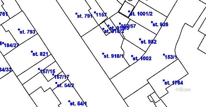 Parcela st. 918/1 v KÚ Mariánské Hory, Katastrální mapa