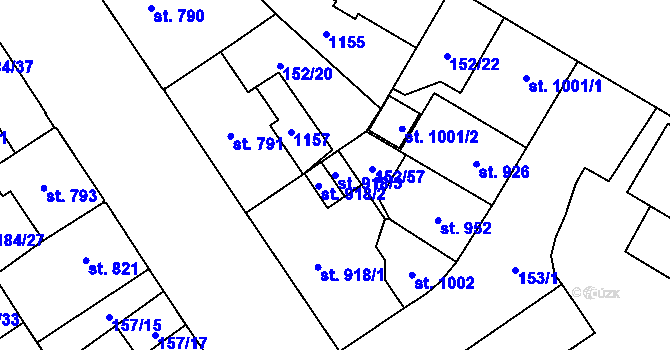 Parcela st. 918/3 v KÚ Mariánské Hory, Katastrální mapa