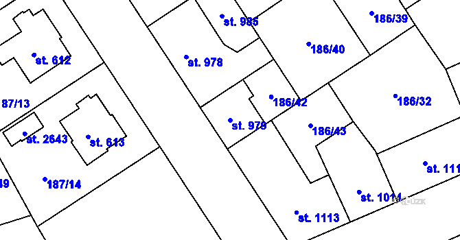 Parcela st. 979 v KÚ Mariánské Hory, Katastrální mapa