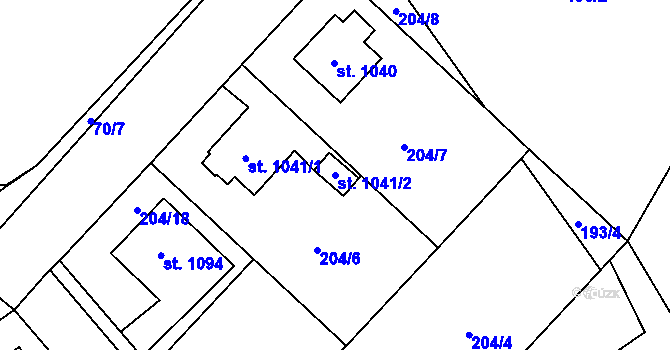 Parcela st. 1041/2 v KÚ Mariánské Hory, Katastrální mapa