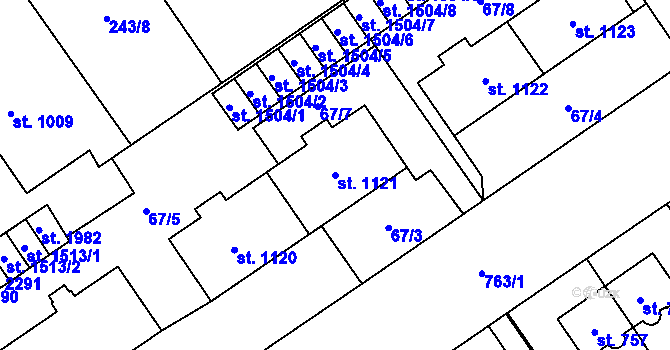 Parcela st. 1121 v KÚ Mariánské Hory, Katastrální mapa