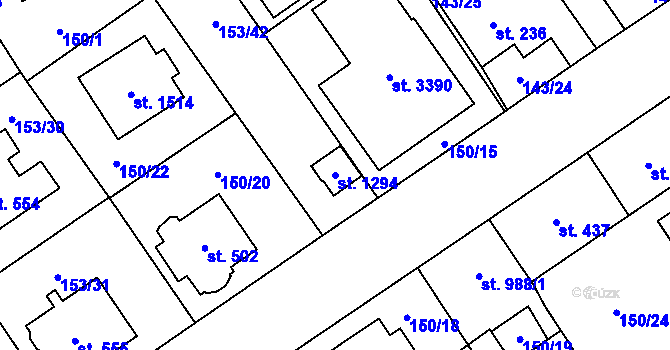 Parcela st. 1294 v KÚ Mariánské Hory, Katastrální mapa