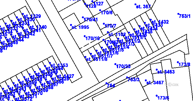 Parcela st. 1511/6 v KÚ Mariánské Hory, Katastrální mapa