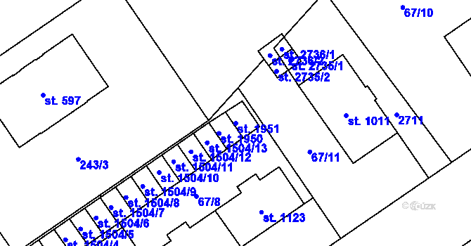 Parcela st. 1951 v KÚ Mariánské Hory, Katastrální mapa