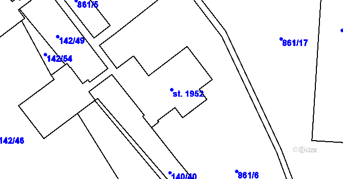 Parcela st. 1952 v KÚ Mariánské Hory, Katastrální mapa