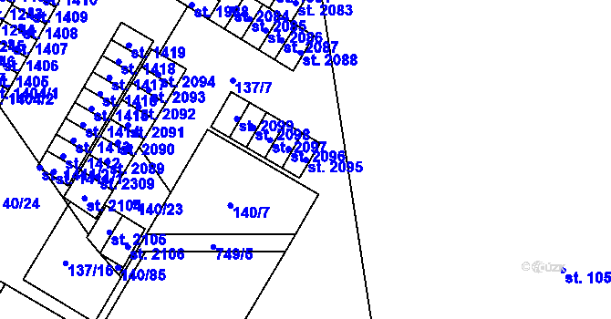 Parcela st. 2095 v KÚ Mariánské Hory, Katastrální mapa