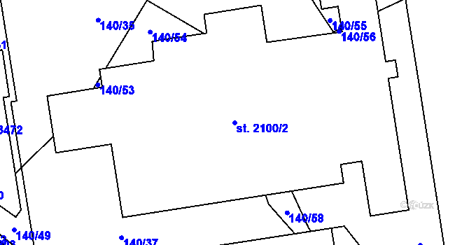 Parcela st. 2100/2 v KÚ Mariánské Hory, Katastrální mapa