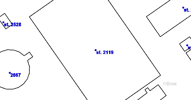 Parcela st. 2119 v KÚ Mariánské Hory, Katastrální mapa