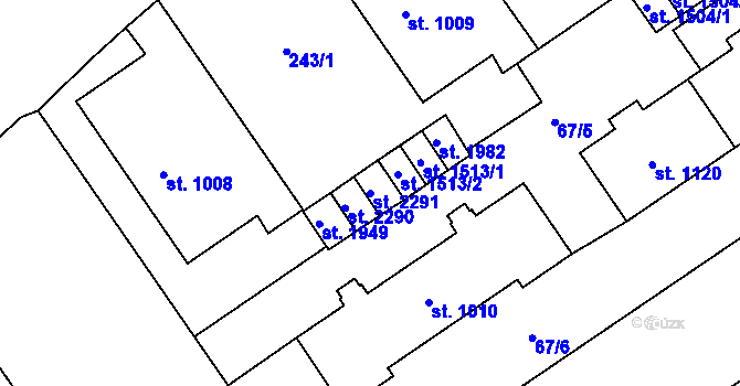 Parcela st. 2291 v KÚ Mariánské Hory, Katastrální mapa