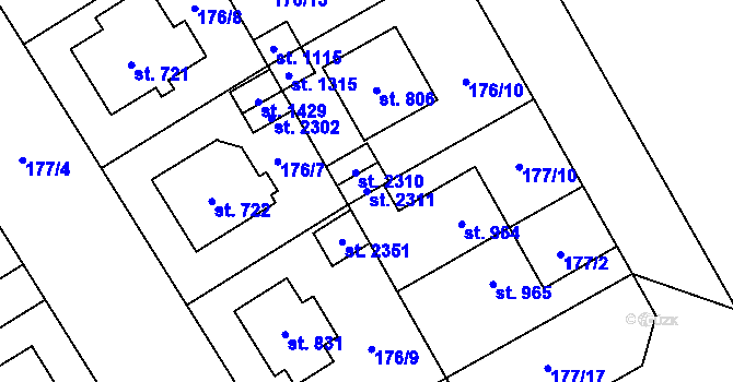 Parcela st. 2311 v KÚ Mariánské Hory, Katastrální mapa