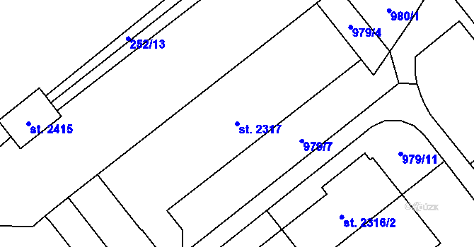 Parcela st. 2317 v KÚ Mariánské Hory, Katastrální mapa