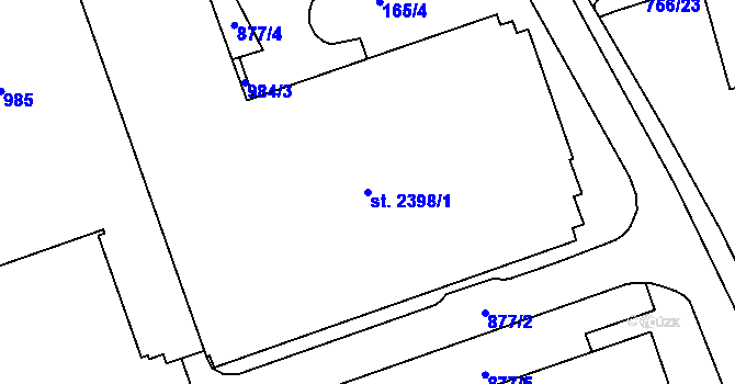 Parcela st. 2398/1 v KÚ Mariánské Hory, Katastrální mapa