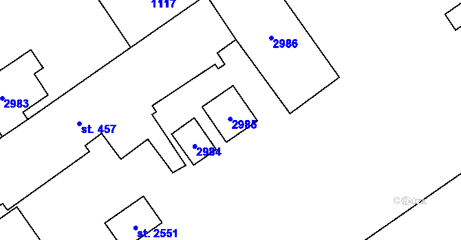 Parcela st. 2548 v KÚ Mariánské Hory, Katastrální mapa
