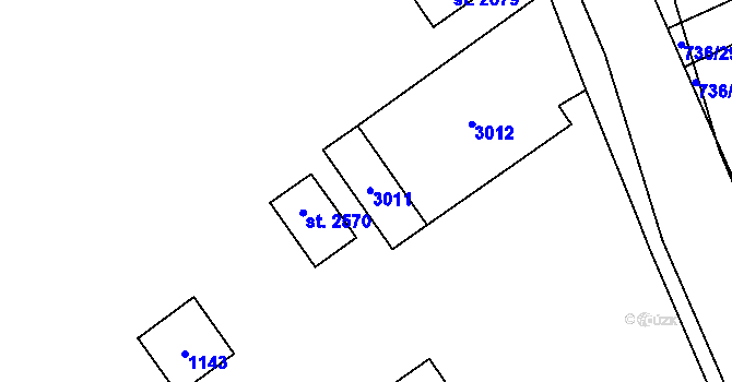 Parcela st. 2571 v KÚ Mariánské Hory, Katastrální mapa