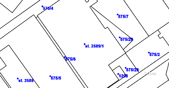 Parcela st. 2589/1 v KÚ Mariánské Hory, Katastrální mapa