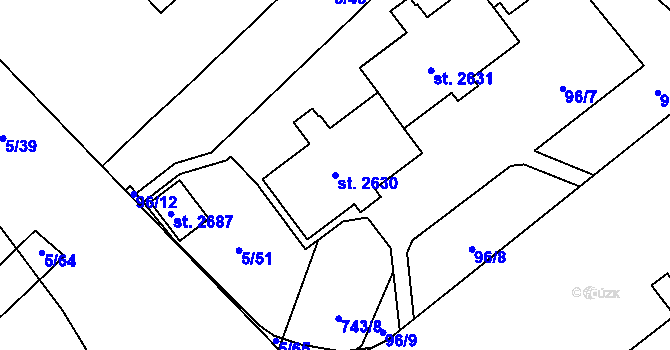 Parcela st. 2630 v KÚ Mariánské Hory, Katastrální mapa