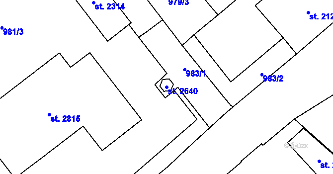 Parcela st. 2640 v KÚ Mariánské Hory, Katastrální mapa