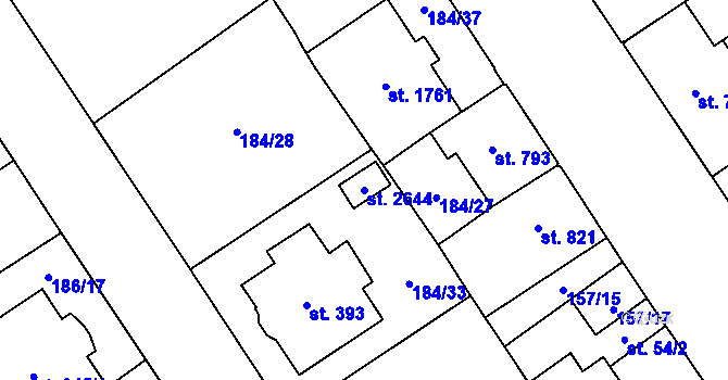 Parcela st. 2644 v KÚ Mariánské Hory, Katastrální mapa