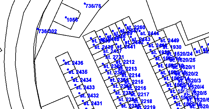 Parcela st. 2721 v KÚ Mariánské Hory, Katastrální mapa