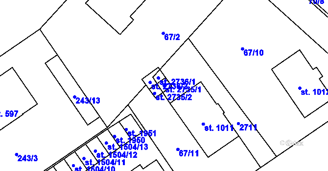 Parcela st. 2735/1 v KÚ Mariánské Hory, Katastrální mapa