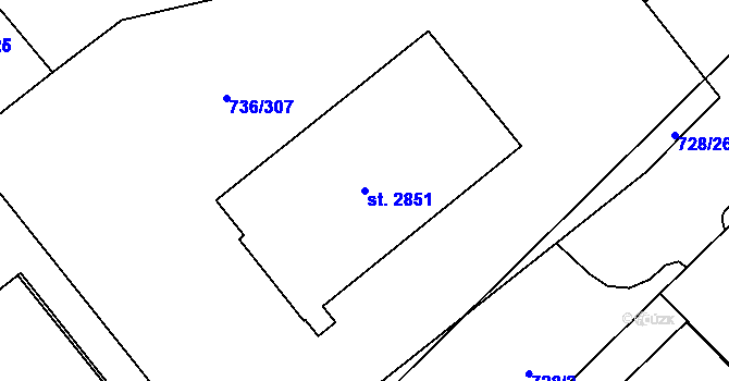 Parcela st. 2851 v KÚ Mariánské Hory, Katastrální mapa