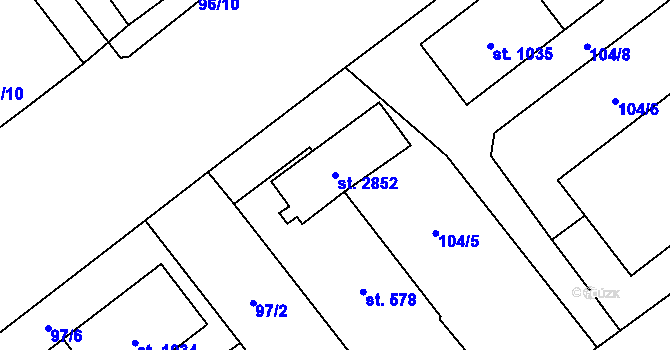 Parcela st. 2852 v KÚ Mariánské Hory, Katastrální mapa