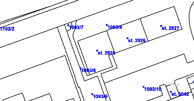 Parcela st. 2925 v KÚ Mariánské Hory, Katastrální mapa