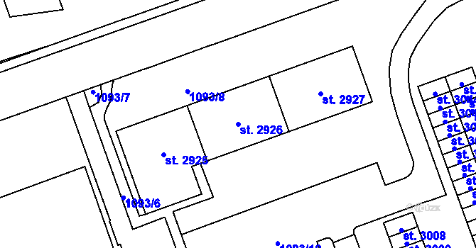 Parcela st. 2926 v KÚ Mariánské Hory, Katastrální mapa
