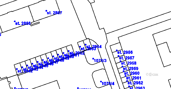 Parcela st. 2954 v KÚ Mariánské Hory, Katastrální mapa