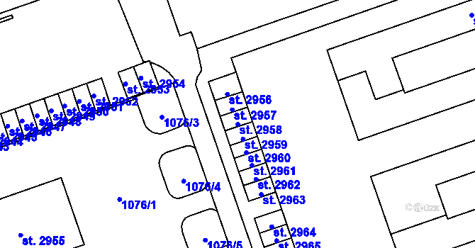 Parcela st. 2958 v KÚ Mariánské Hory, Katastrální mapa