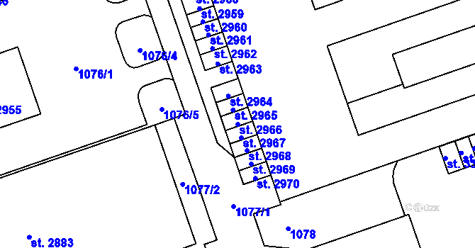 Parcela st. 2966 v KÚ Mariánské Hory, Katastrální mapa