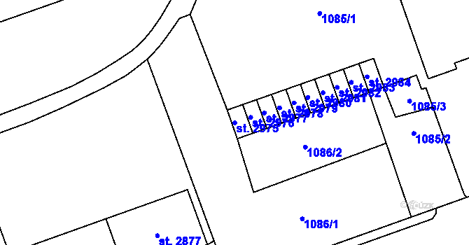 Parcela st. 2975 v KÚ Mariánské Hory, Katastrální mapa