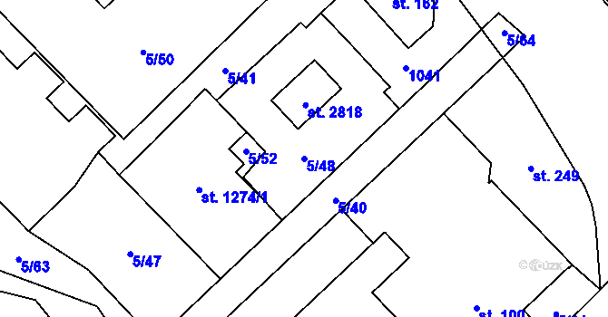 Parcela st. 5/48 v KÚ Mariánské Hory, Katastrální mapa