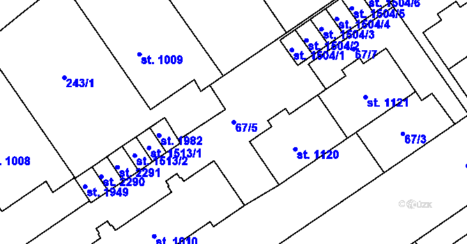 Parcela st. 67/5 v KÚ Mariánské Hory, Katastrální mapa