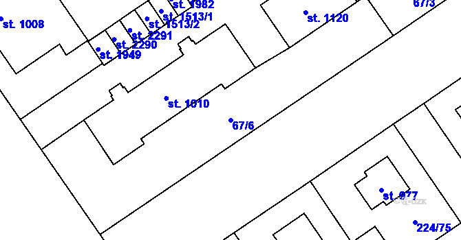 Parcela st. 67/6 v KÚ Mariánské Hory, Katastrální mapa