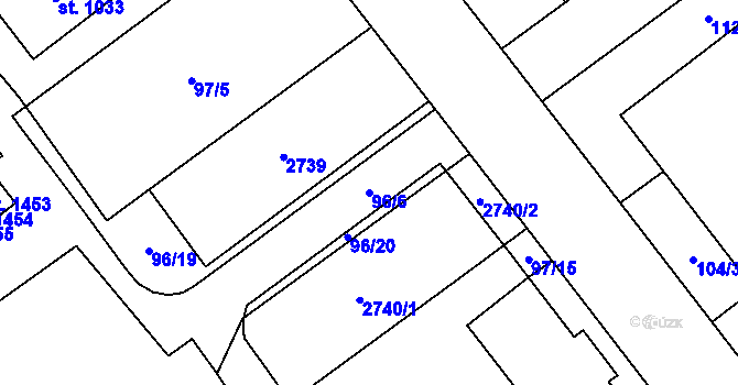 Parcela st. 96/6 v KÚ Mariánské Hory, Katastrální mapa