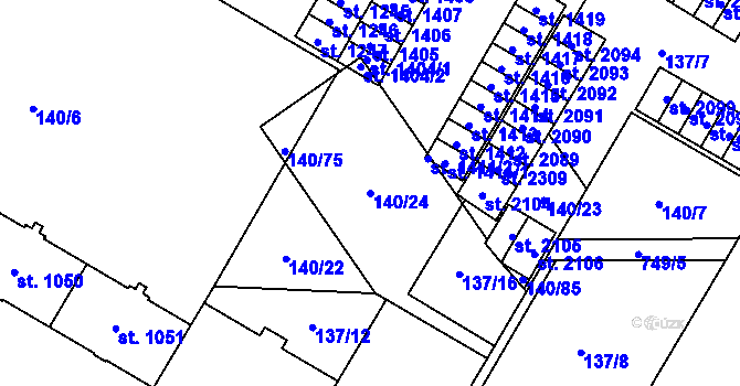 Parcela st. 140/24 v KÚ Mariánské Hory, Katastrální mapa