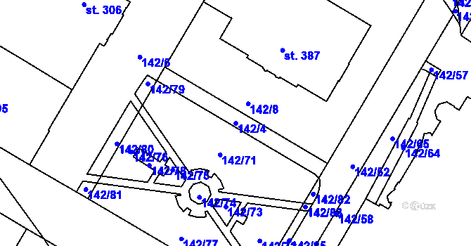 Parcela st. 142/4 v KÚ Mariánské Hory, Katastrální mapa