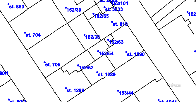 Parcela st. 152/54 v KÚ Mariánské Hory, Katastrální mapa