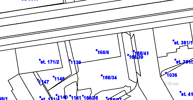 Parcela st. 168/6 v KÚ Mariánské Hory, Katastrální mapa