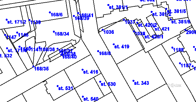 Parcela st. 168/8 v KÚ Mariánské Hory, Katastrální mapa