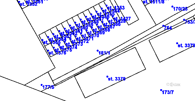 Parcela st. 181/1 v KÚ Mariánské Hory, Katastrální mapa
