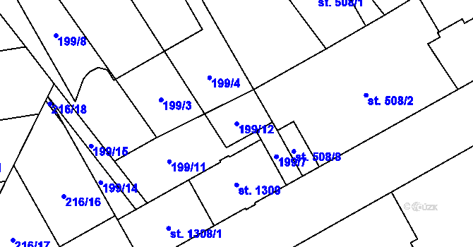 Parcela st. 199/12 v KÚ Mariánské Hory, Katastrální mapa
