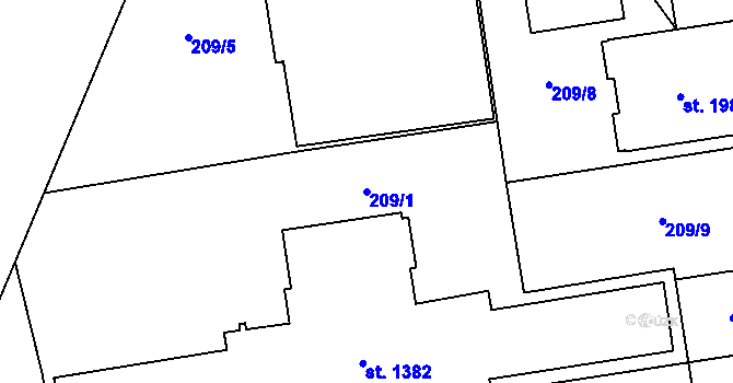 Parcela st. 209/1 v KÚ Mariánské Hory, Katastrální mapa