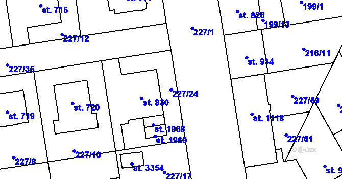Parcela st. 227/24 v KÚ Mariánské Hory, Katastrální mapa