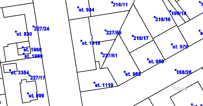 Parcela st. 227/61 v KÚ Mariánské Hory, Katastrální mapa