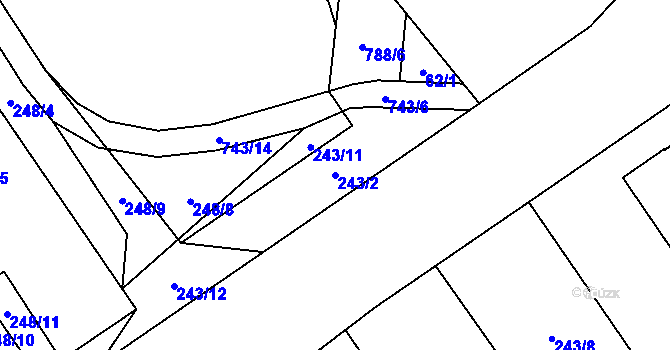 Parcela st. 243/2 v KÚ Mariánské Hory, Katastrální mapa