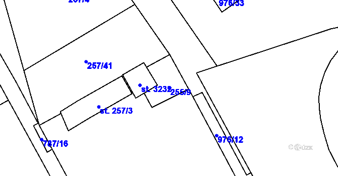 Parcela st. 255/9 v KÚ Mariánské Hory, Katastrální mapa