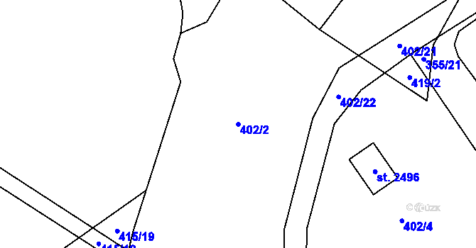 Parcela st. 402/2 v KÚ Mariánské Hory, Katastrální mapa